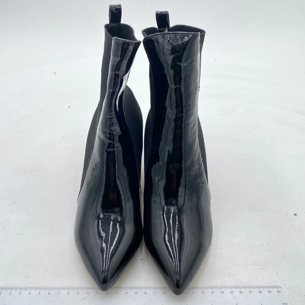 Black Patent Pointed-Toe Ankle Bootie - Women
